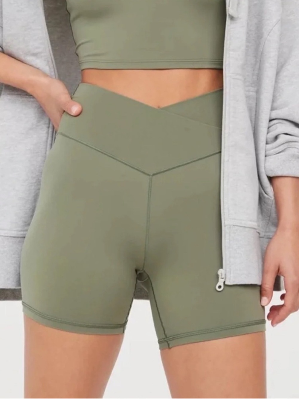 OFFLINE by aerie | ‘Real Me’ High Waisted Olive Green Bike Shorts